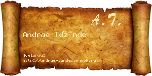 Andrae Tünde névjegykártya